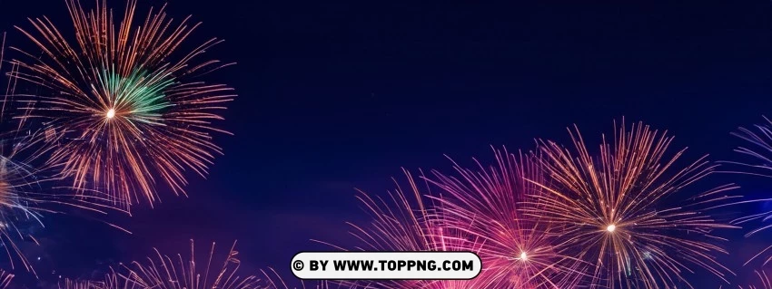 High-res Panoramic Image Of Fireworks Illuminating The Night Sky PNG Transparent Background