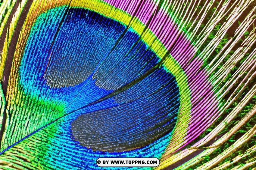 High-resolution Peacock Feather Close-up Free Photo With Textured PNG Transparent Background