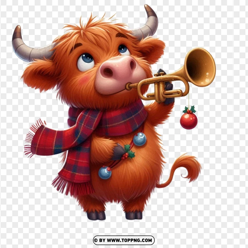 Highland Cow , Funny Animal , Christmas,Silly , A Whimsical , Playful , Joyful 