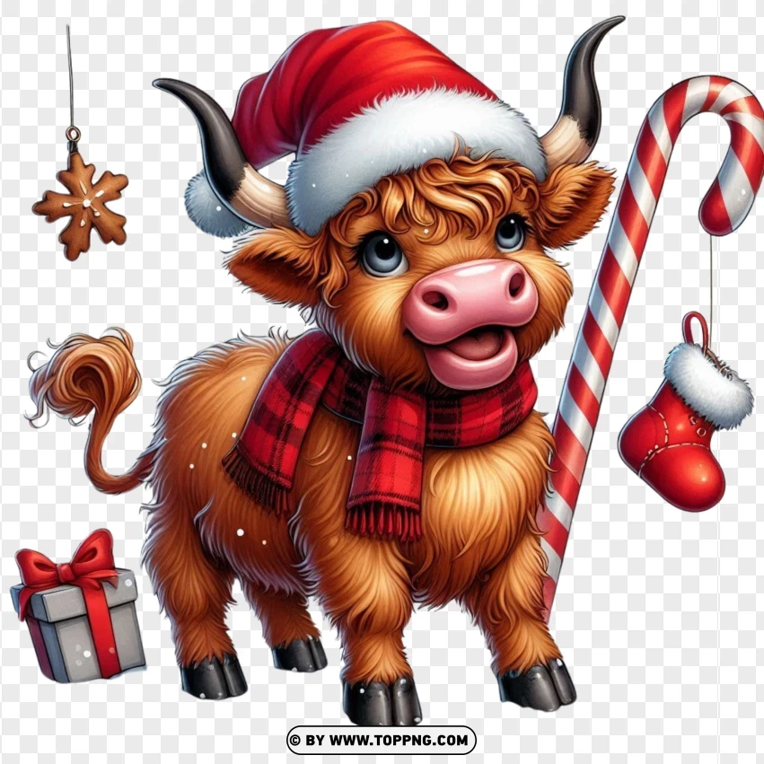 Highland Cow , Funny Animal , Christmas,Silly , A Whimsical , Playful , Joyful 