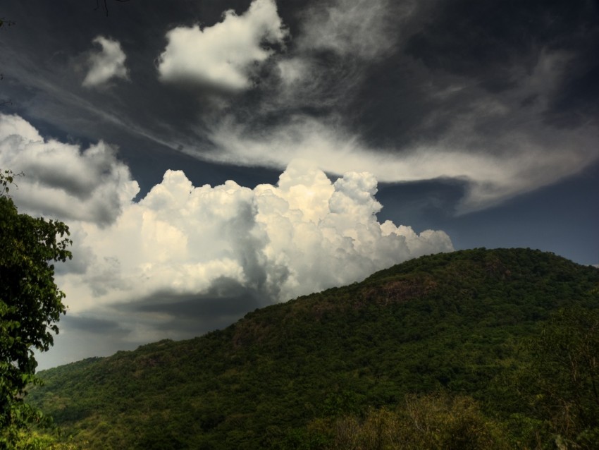 hill, sky, clouds, greenery, landscape