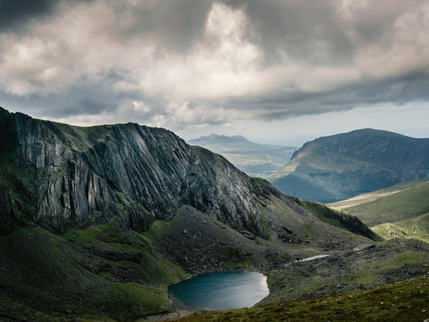 hills, lake, landscape, mountains, sky