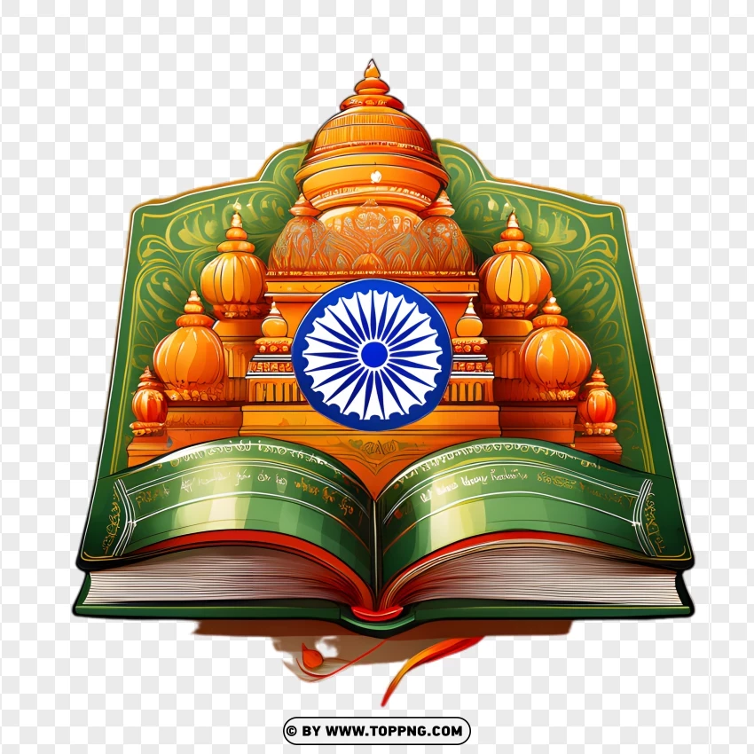 Hindi Diwas Temple With Emblem Book PNG Transparent Background