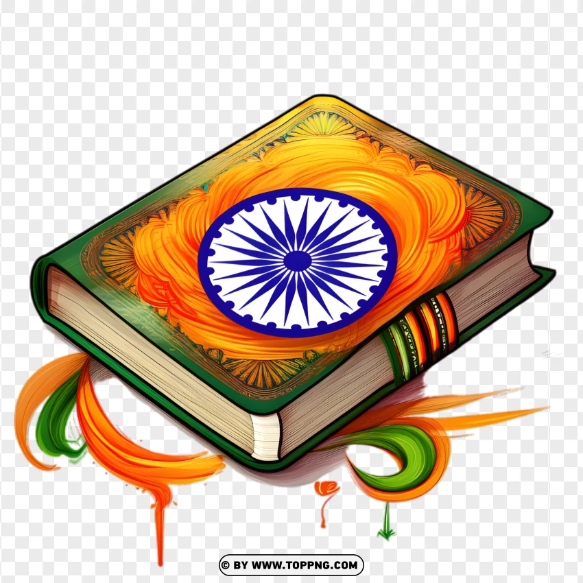 Hindi Diwas Tricolor Accent Emblem Book PNG Transparent Background