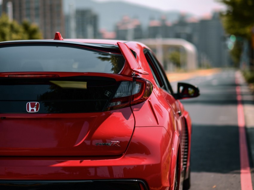 Honda Fk2 Type R Honda Car Sports Car Red Rear View Background