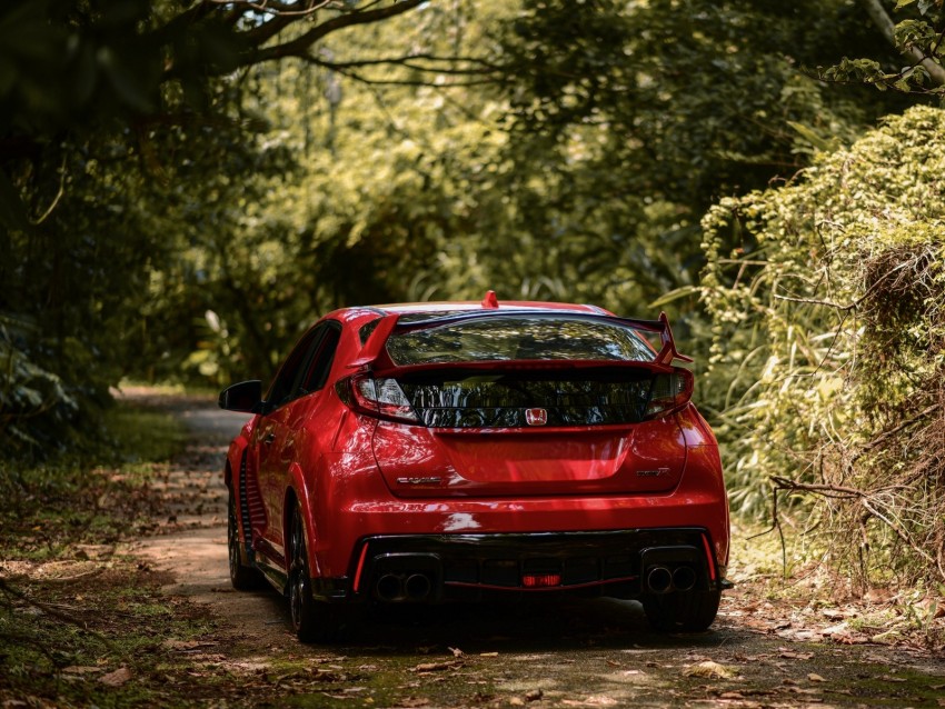 Honda Fk2 Type R Honda Car Sportscar Red Rear View Background