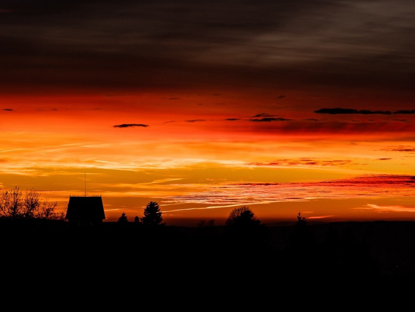 horizon, night, sky, silhouettes, dark