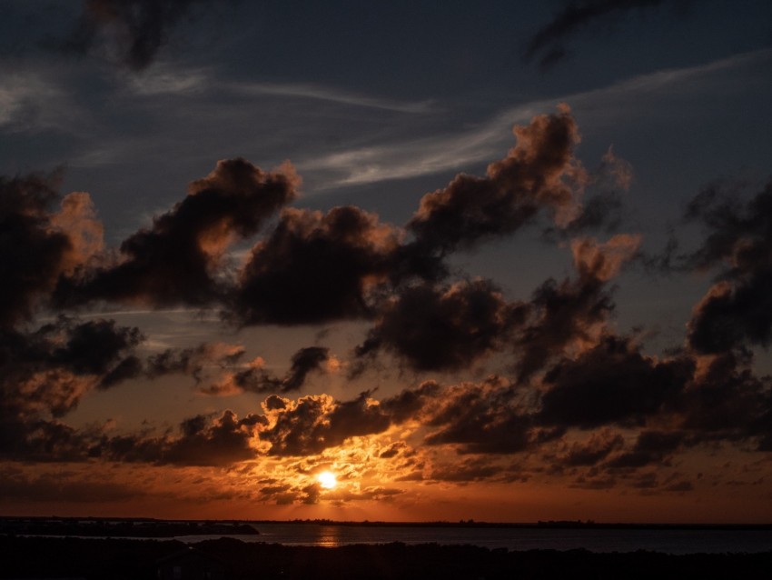 horizon, sunset, clouds, twilight, san pedro, belize