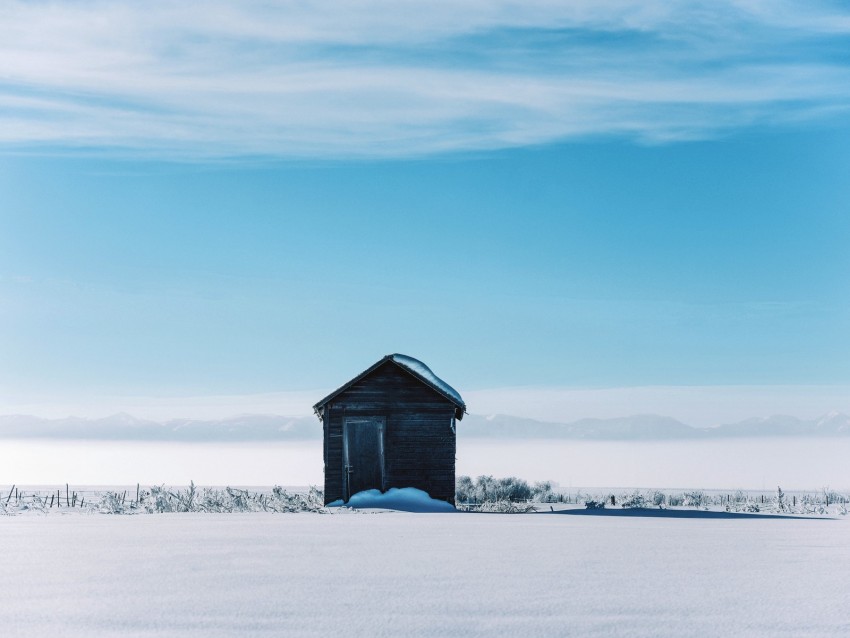 House Hut Snow Winter Landscape Background