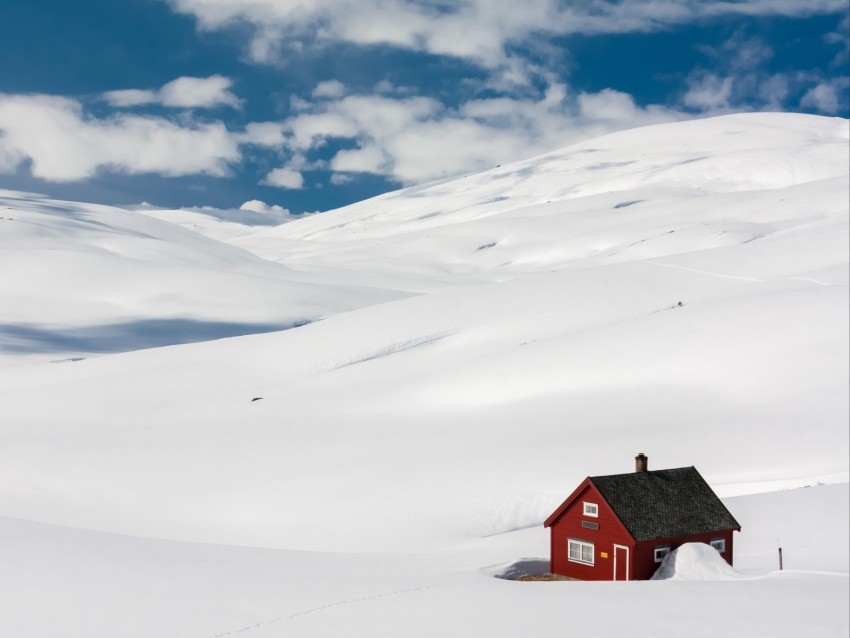 House Landscape Snow Winter Drifts Solitude Comfort Background