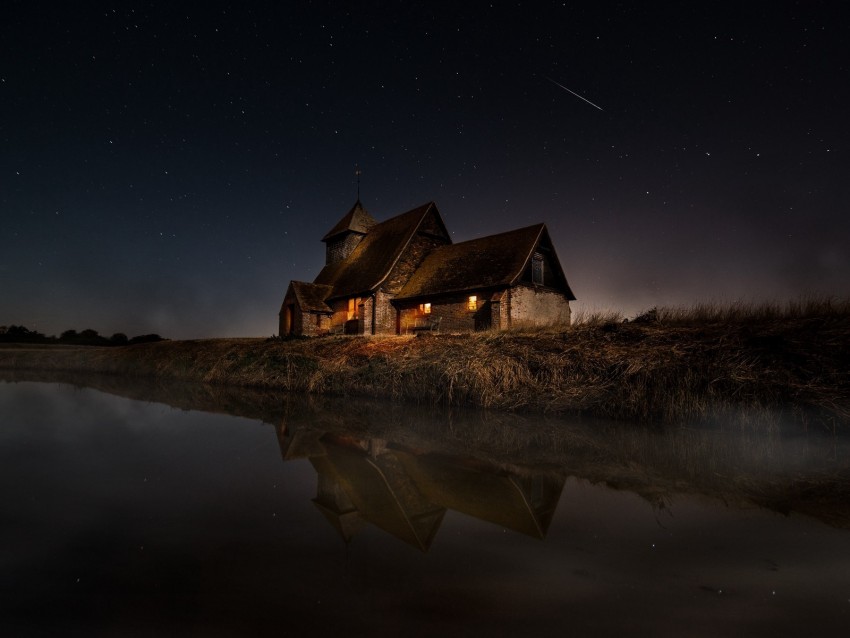 House River Shore Night Dark Background