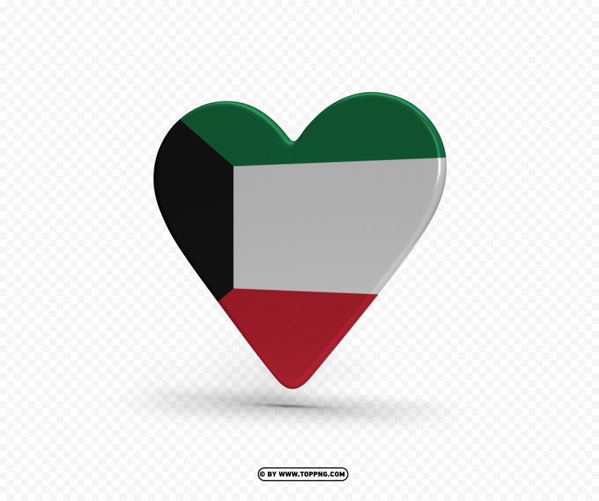 I Love Kuwait Heart Flag PNG Transparent Background