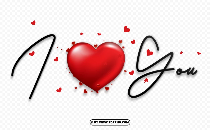 I Love You With Heart Confetti Valentines Day Design PNG Transparent Background