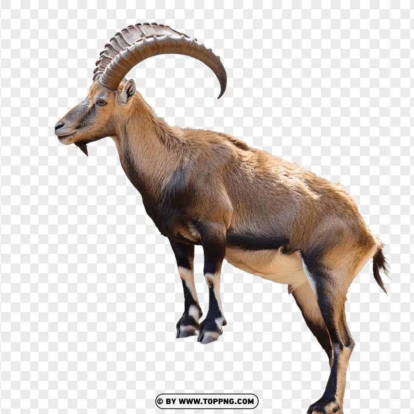 Single Ibex Grazing Pose PNG Transparent Background