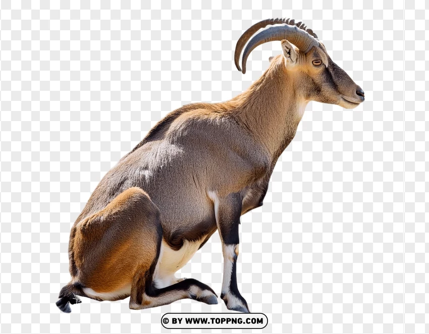 Single Ibex Standing In Side Profile PNG Transparent Background