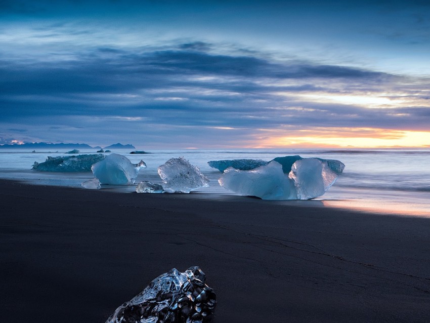 ice, coast, floe, horizon, sea