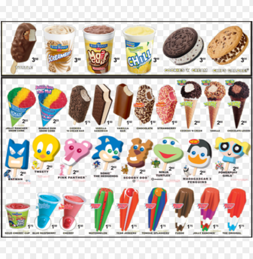 ice cream truck menu - ice cream truck treats, dessert