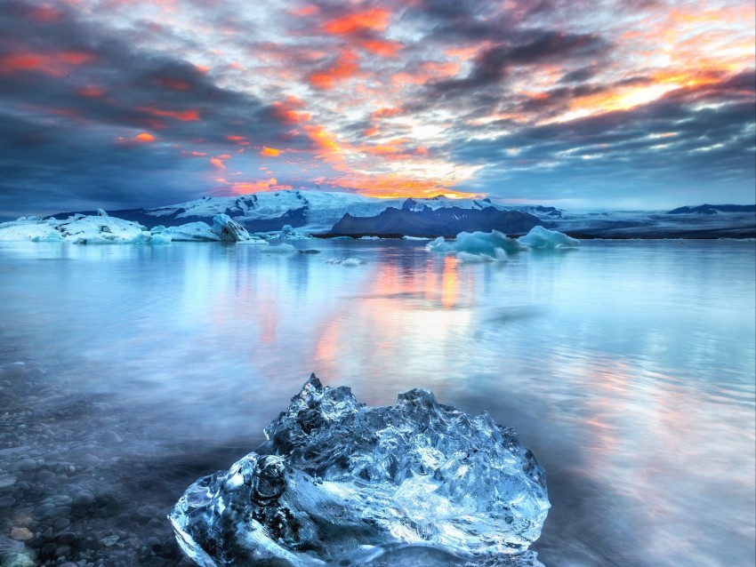 iceberg, floe, ice, lake