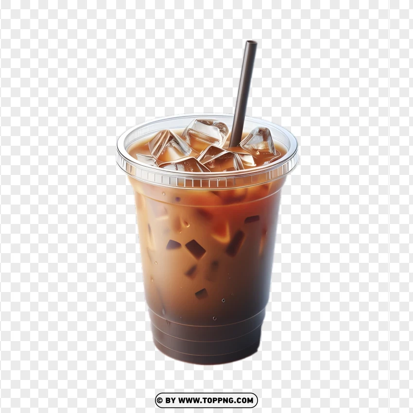 Iced Coffee To-go Cold Coffee In A Takeaway Cup With Ice And Milk PNG Transparent Background