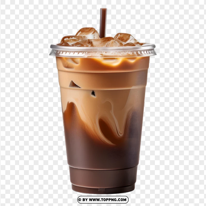 Iced Coffee With Milk And Straw In A To-go Cup Clipart PNG Transparent Background