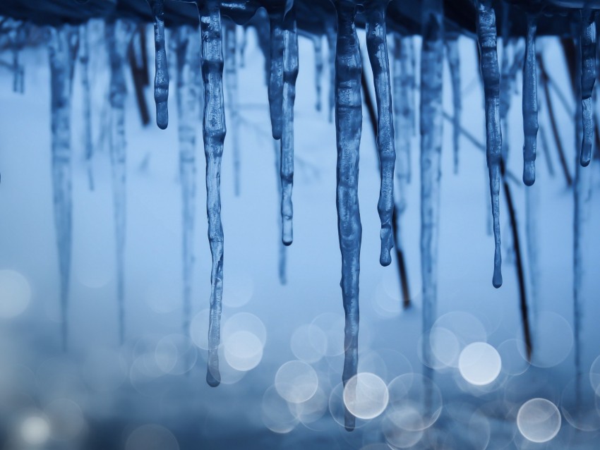 Icicles Ice Winter Glare Bokeh Frozen Background