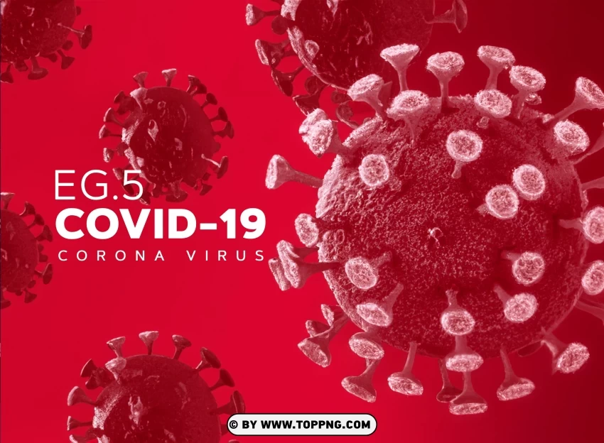 Illustrated Eg.5 Coronavirus With Blurred Red Bacteria PNG Transparent Background