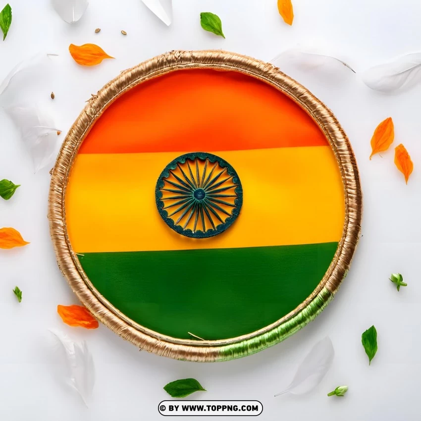 Indian Flag In A Plate With Colorful Garnish PNG Transparent Background