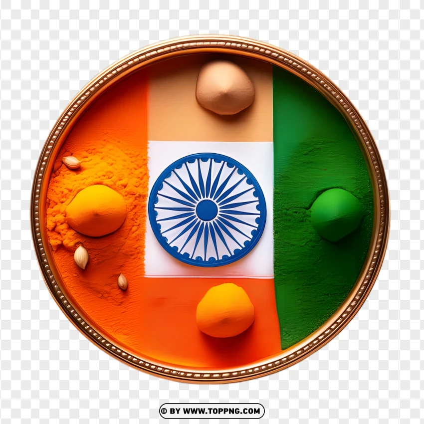 Indian Flag With Traditional Powder Colors PNG Transparent Background