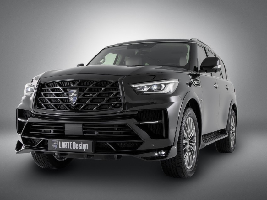 infiniti qx80, infiniti, black, headlight, side view