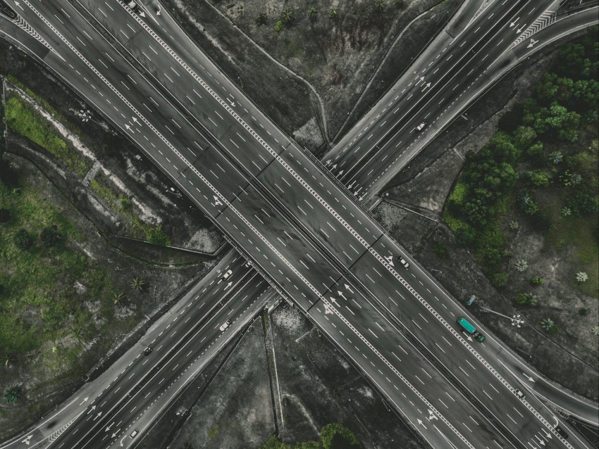 Interchange Road Roads Aerial View Traffic Direction Background