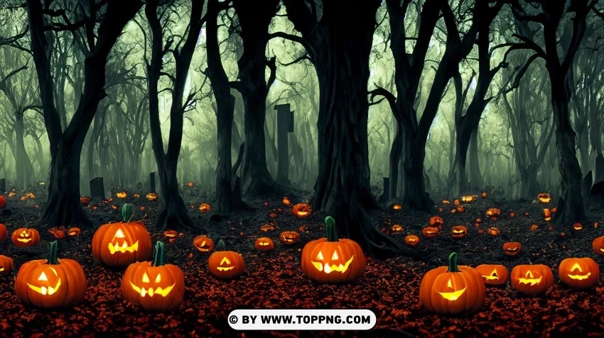 Into The Dark Halloween With Graveyard PNG Transparent Background