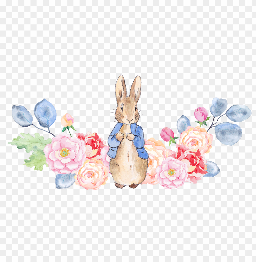 character, illustration, watercolor flower, set, bunny, logo, water color