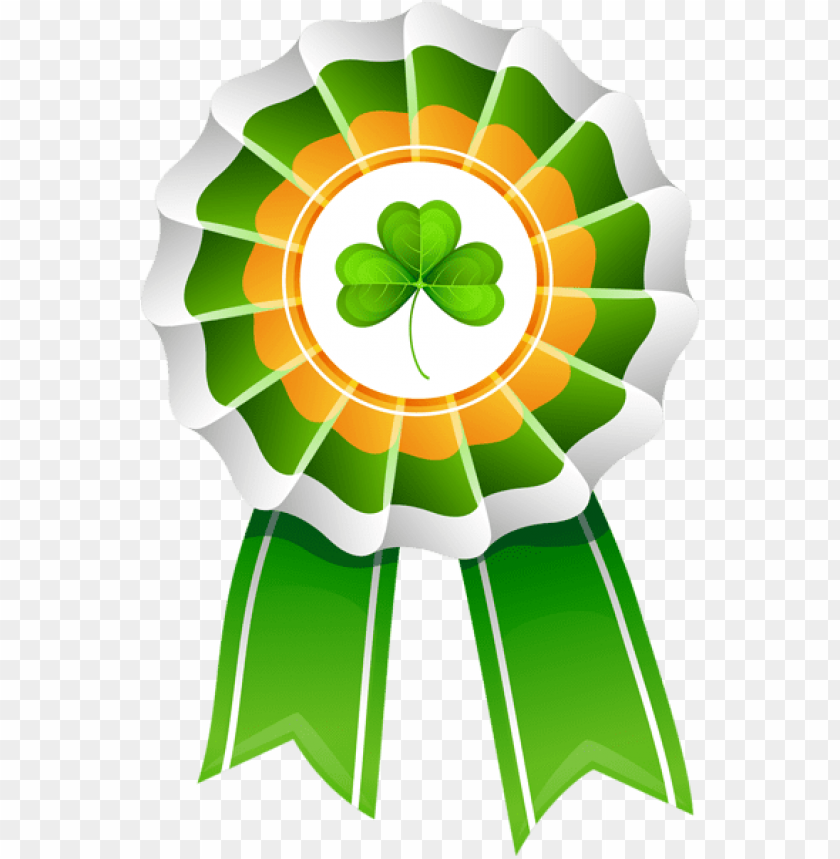 shamrock, award ribbon, green badge, festive symbol, clover design, celebration decoration, green and orange