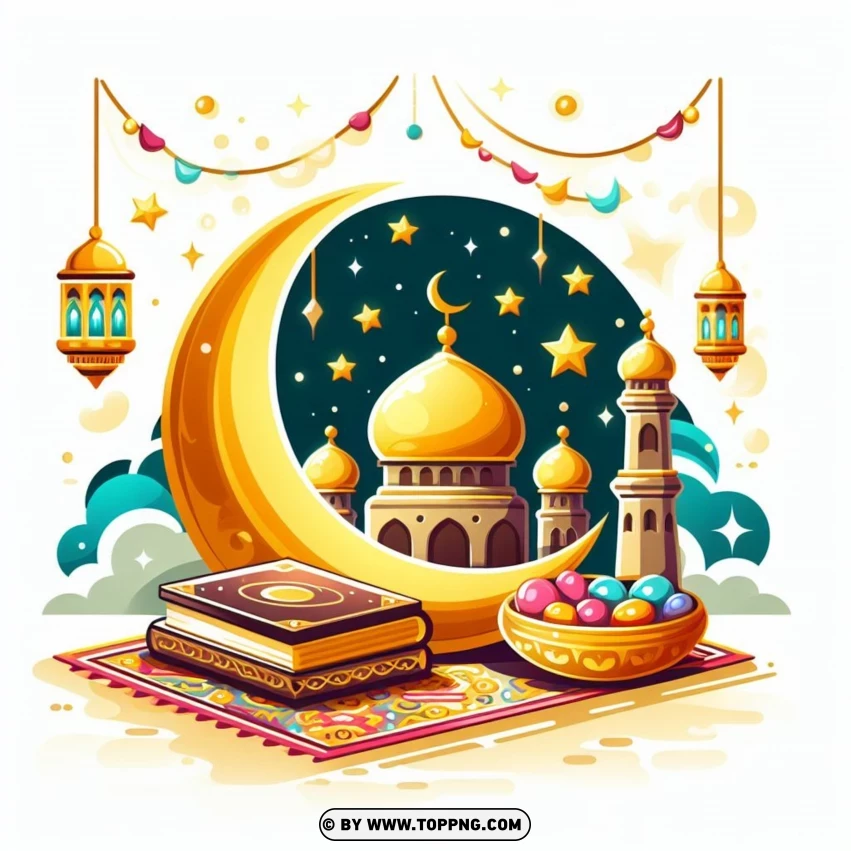 greeting cards ideas,Islamic,Background,Fanoos, Crescents, Stars, Decoration