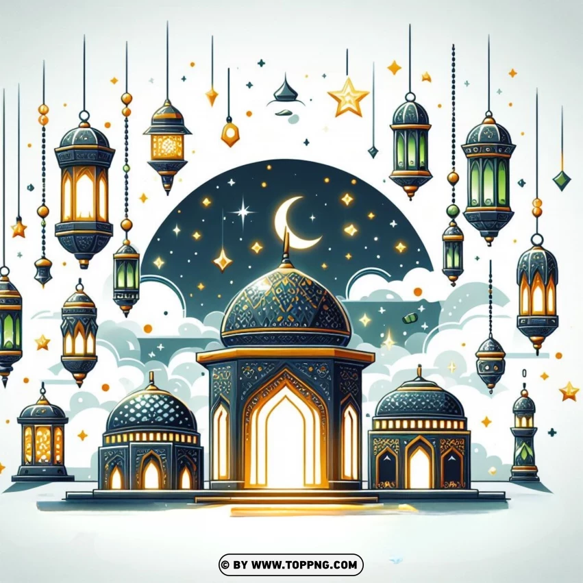 greeting cards ideas,Islamic,Background,Fanoos, Crescents, Stars, Decoration