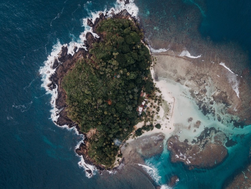 Island Aerial View Sea Water Height Background