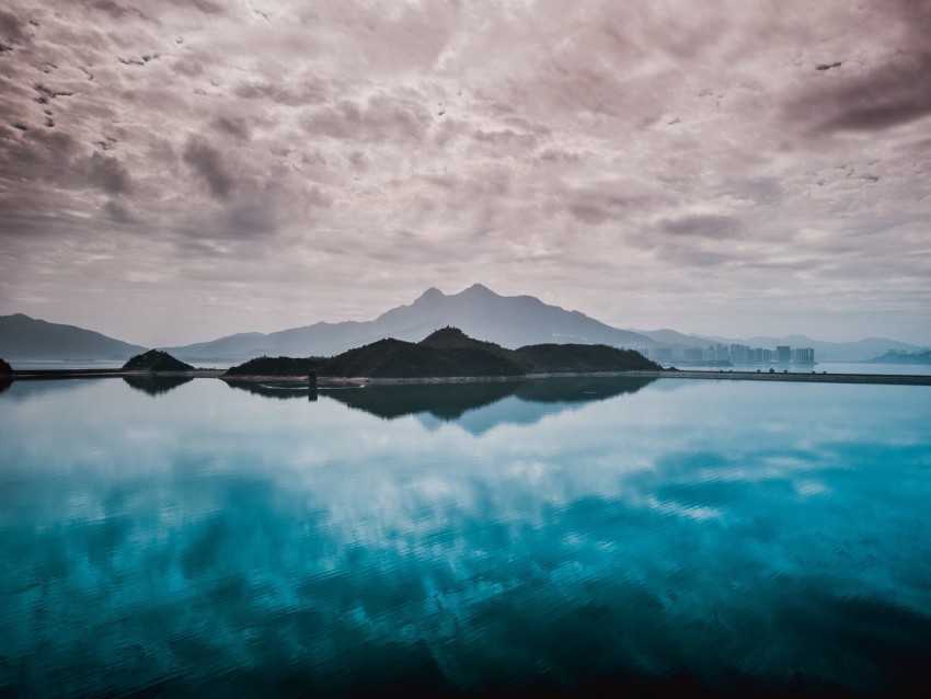 island, fog, water, hong kong