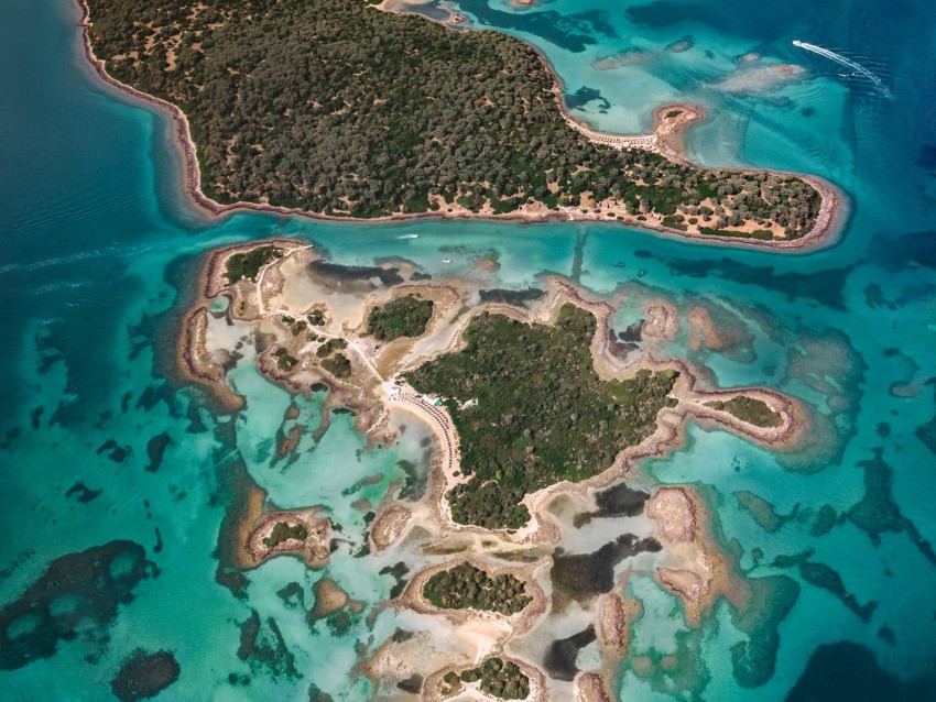 Island Ocean Aerial View Evia Greece Background