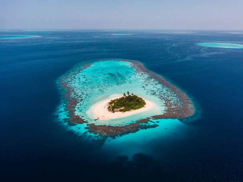 Island Ocean Aerial View Water Beach Background