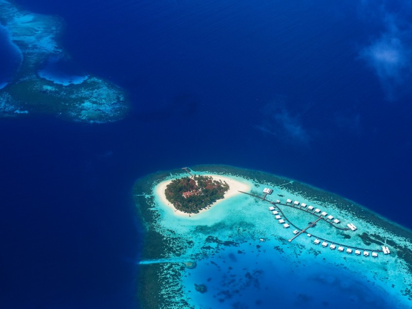 island, ocean, top view, tropics, paradise, bay