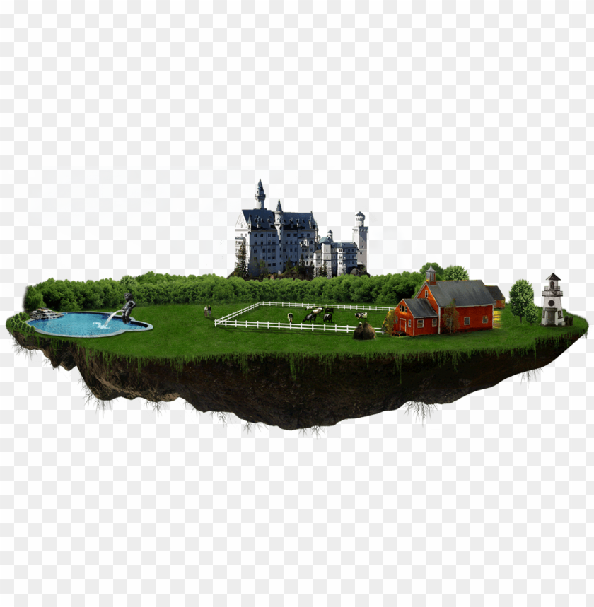 landscape, fantasy, castle, farm, greenery