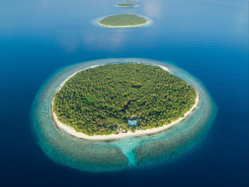 Islands Ocean Aerial View Tropics Maldives Background