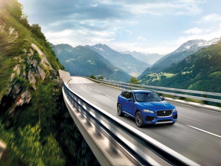 Jaguar F-pace Jaguar Crossover Movement Mountains Bridge Background