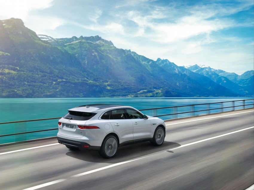 jaguar f-pace, jaguar, suv, movement, mountains