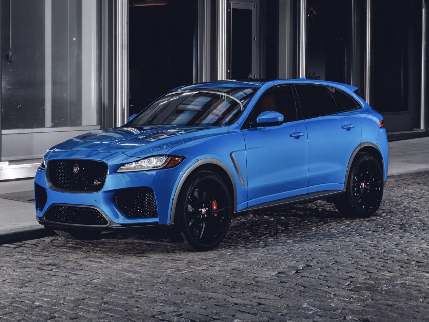 jaguar f-pace svr, jaguar f-pace, jaguar, blue, side view