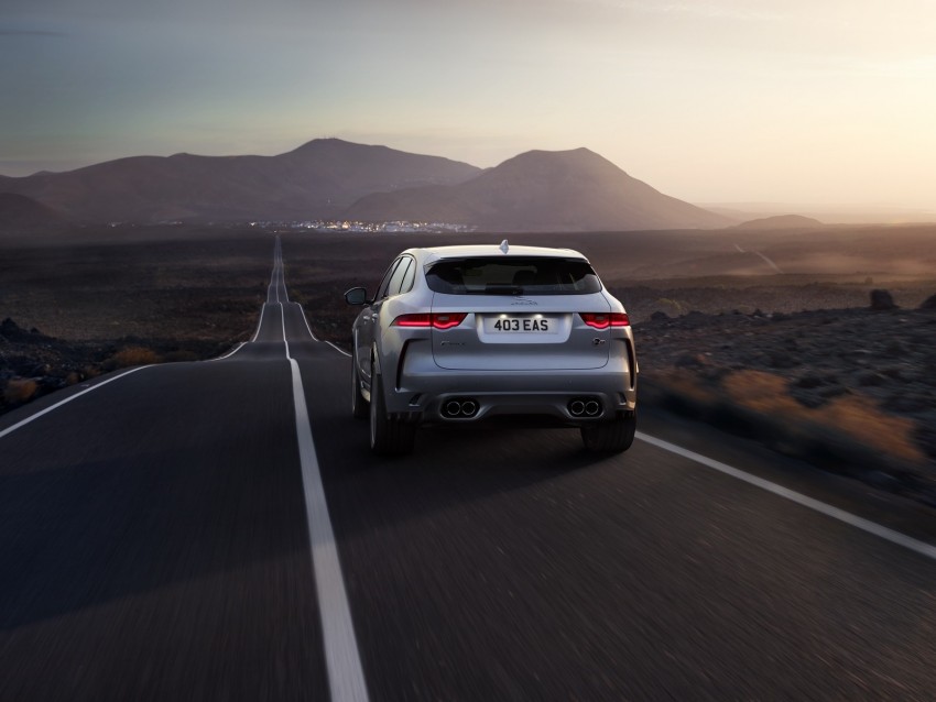 jaguar f-pace svr, jaguar, rear view, road, traffic