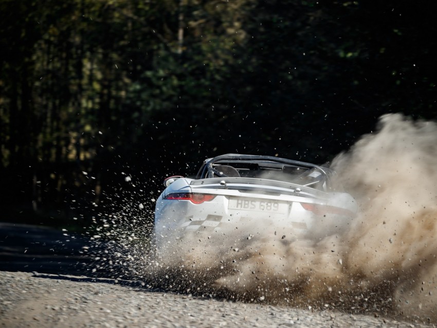 jaguar f-type, jaguar, sportscar, drift, rally, white