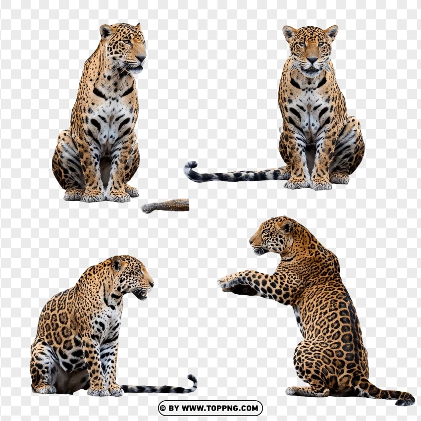 Jaguars Displaying Natural Behavior PNG Transparent Background