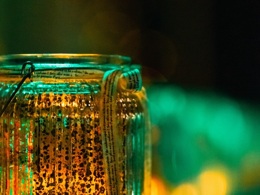 jar, glare, bokeh, glass, blur