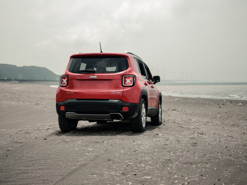 Jeep Renegade Jeep Suv Red Rear View Beach Off-road Background